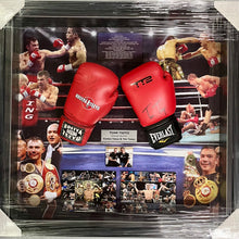 Load image into Gallery viewer, Kostya & Tim Tszyu signed gloves with photo montage, box framed