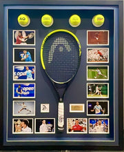 Load image into Gallery viewer, NOVAK DJOKOVIC Signed Tennis Racquet & Photos/Balls Collage Display