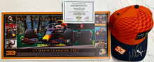 Load image into Gallery viewer, MAX VERSTAPPEN Signed F1 Red Bull Racing Cap & Championship Print