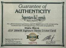 Load image into Gallery viewer, SHANE WARNE Signed Cricket Card & Print Display