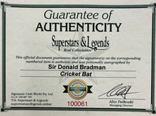 Load image into Gallery viewer, COA Bradman Warne signed cricket memorabilia