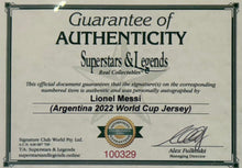 Load image into Gallery viewer, 2022 World Cup final photo collage and Messi signed jersey