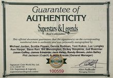 Load image into Gallery viewer, CHICAGO BULLS 1995-96 Team Signed Floor Board & Photo Collage Display