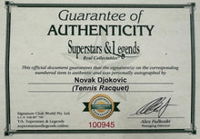 Load image into Gallery viewer, NOVAK DJOKOVIC Signed Tennis Racquet & Photos/Balls Collage Display