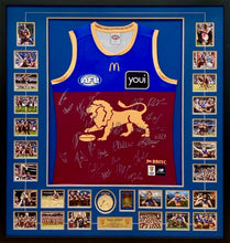 Load image into Gallery viewer, BRISBANE LIONS “2025 Premiers” Squad Signed Jumper & Photos/Medals Collage Display