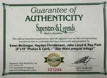 Load image into Gallery viewer, STAR WARS “Prequel Trilogy” - Ewan McGregor, Hayden Christensen, Jake Lloyd & Ray Park Signed Photos/Card Collage Display