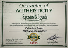 Load image into Gallery viewer, VALENTINO ROSSI Signed 2002 Mugello Helmet