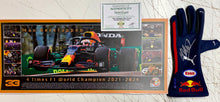 Load image into Gallery viewer, Max Verstappen Signed F1 Red Bull Race Glove & Championship Print