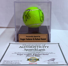 Load image into Gallery viewer, ROGER FEDERER & RAFAEL NADAL Signed Tennis Ball in Display Box