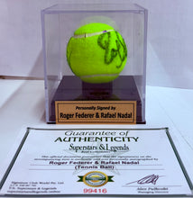 Load image into Gallery viewer, ROGER FEDERER & RAFAEL NADAL Signed Tennis Ball in Display Box
