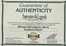 Load image into Gallery viewer, MICHAEL SCHUMACHER Signed Scuderia Ferrari Shirt & Print Displa