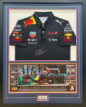 Load image into Gallery viewer, MAX VERSTAPPEN Signed F1 Red Bull Racing Shirt & Photo Collage Display