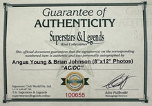 Load image into Gallery viewer, ACDC - ANGUS YOUNG & BRIAN JOHNSON Signed Photos & Dollar Bill Display