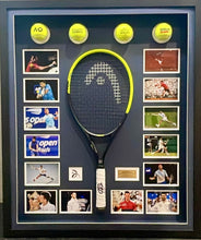 Load image into Gallery viewer, NOVAK DJOKOVIC Signed Tennis Racquet & Photos/Balls Collage Display