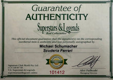 Load image into Gallery viewer, MICHAEL SCHUMACHER Signed Scuderia Ferrari Photo & Race Suit Display