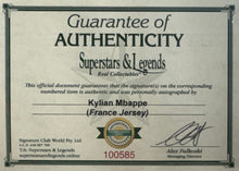 Load image into Gallery viewer, Kylian Mbappé signed jersey with photo framed set