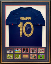 Load image into Gallery viewer, Kylian Mbappé signed France jersey and photo display