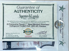 Load image into Gallery viewer, COLLINGWOOD “2023 Premiers” Team Signed Jumper & Cards Collage Display