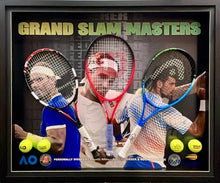 Load image into Gallery viewer, ROGER FEDERER, RAFAEL NADAL & NOVAK DJOKOVIC Signed Tennis Racquets Display