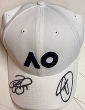 Load image into Gallery viewer, ROGER FEDERER, NOVAK DJOKOVIC & RAFAEL NADAL Signed Cap & Tennis Ball Collage Display