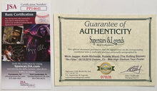 Load image into Gallery viewer, Signed guitar and tour poster by Mick Jagger, Keith Richards, Ronnie Wood, and Charlie Watts.