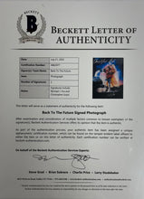 Load image into Gallery viewer, Michael J Fox signed photo with replica hoverboard