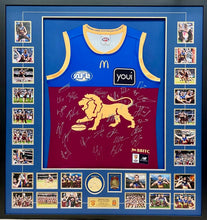 Load image into Gallery viewer, BRISBANE LIONS “2025 Premiers” Squad Signed Jumper & Photos/Medals Collage Display