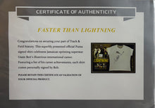 Load image into Gallery viewer, USAIN BOLT Signed Puma Shirt Display