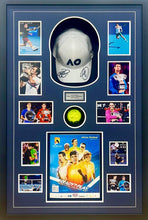 Load image into Gallery viewer, ROGER FEDERER, NOVAK DJOKOVIC & RAFAEL NADAL Signed Cap & Tennis Ball Collage Display