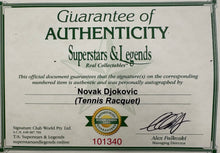 Load image into Gallery viewer, NOVAK DJOKOVIC Signed Tennis Racquet & Photos/Balls Collage Display