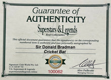 Load image into Gallery viewer, Bradman Warne autograph cricket bat COA
