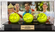 Load image into Gallery viewer, ROGER FEDERER, RAFAEL NADAL & NOVAK DJOKOVIC Signed Tennis Balls in Display Box