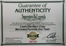 Load image into Gallery viewer, Authentic Lewis Hamilton signed cap & championship print
