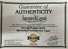 Load image into Gallery viewer, Framed George Russell signed Mercedes F1 team suit