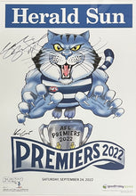 Load image into Gallery viewer, Geelong Cats Premiers 2022 poster signed by Joel Selwood