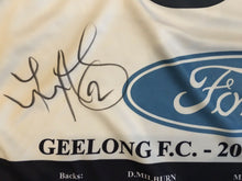 Load image into Gallery viewer, Unframed TOM HARLEY & MARK THOMPSON Signed “2009 Premiers” Geelong Jumper