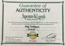 Load image into Gallery viewer, Wall-mounted Roy Orbison signed record and card memorabilia