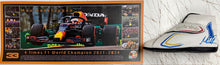 Load image into Gallery viewer, MAX VERSTAPPEN Signed F1 Red Bull Racing Boot &amp; Championship Print Display2
