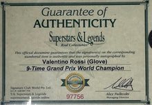 Load image into Gallery viewer, VALENTINO ROSSI Signed Glove &amp; Print Display

