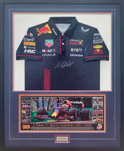 Load image into Gallery viewer, MAX VERSTAPPEN Signed F1 Red Bull Racing Shirt &amp; Photo Collage Display
