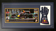 Load image into Gallery viewer, MAX VERSTAPPEN Signed F1 Red Bull Racing Glove &amp; Championship Print Display
