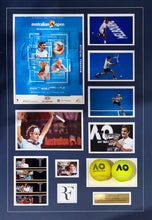 Load image into Gallery viewer, ROGER FEDERER Signed 2008 Australian Open Program &amp; Photo/Ball Collage Display
