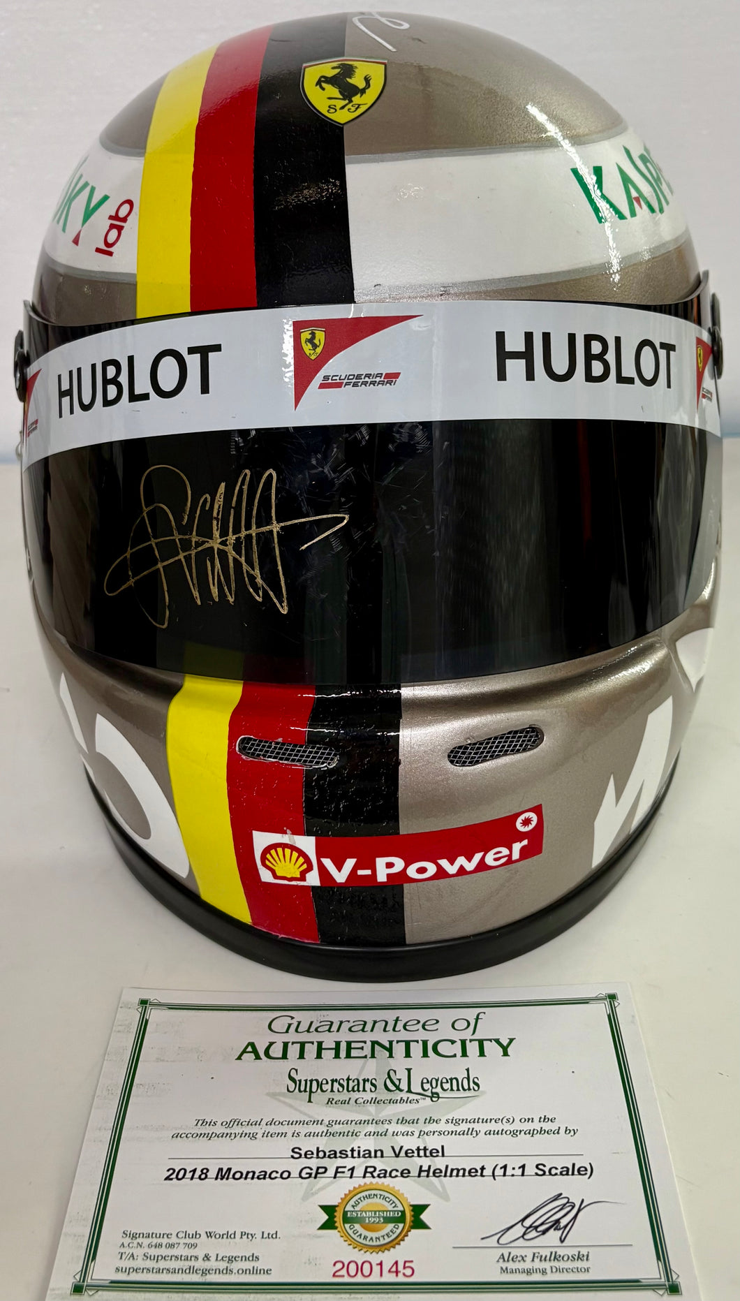 SEBASTIAN VETTEL Signed 2018 Monaco GP F1 Helmet
