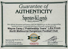 Load image into Gallery viewer, WAYNE CAREY Signed &quot;Kangaroos Premierships Years&quot; Print Display
