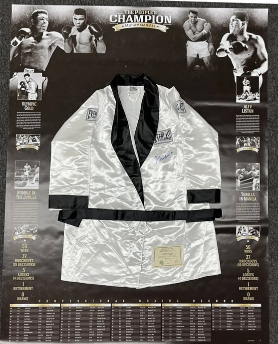Muhammad Ali signed Everlast boxing robe display
