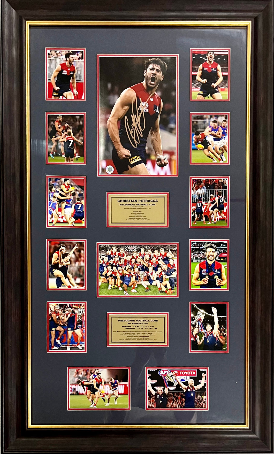 CHRISTIAN PETRACCA Signed 2021 Premiers Photo Collage Display