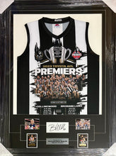 Load image into Gallery viewer, NICK DAICOS, JOSH DAICOS &amp; BOBBY HILL Signed “2023 Premiers” Jumper &amp; Cards Collage Display
