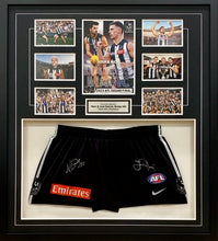 Load image into Gallery viewer, NICK &amp; JOSH DAICOS Signed Collingwood Shorts &amp; Photo Collage Display
