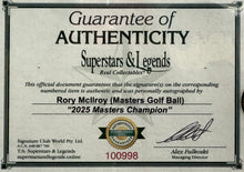 Load image into Gallery viewer, RORY McILROY “2025 Masters Champion” Signed Golf Ball, Flag &amp; Photo Collage Display

