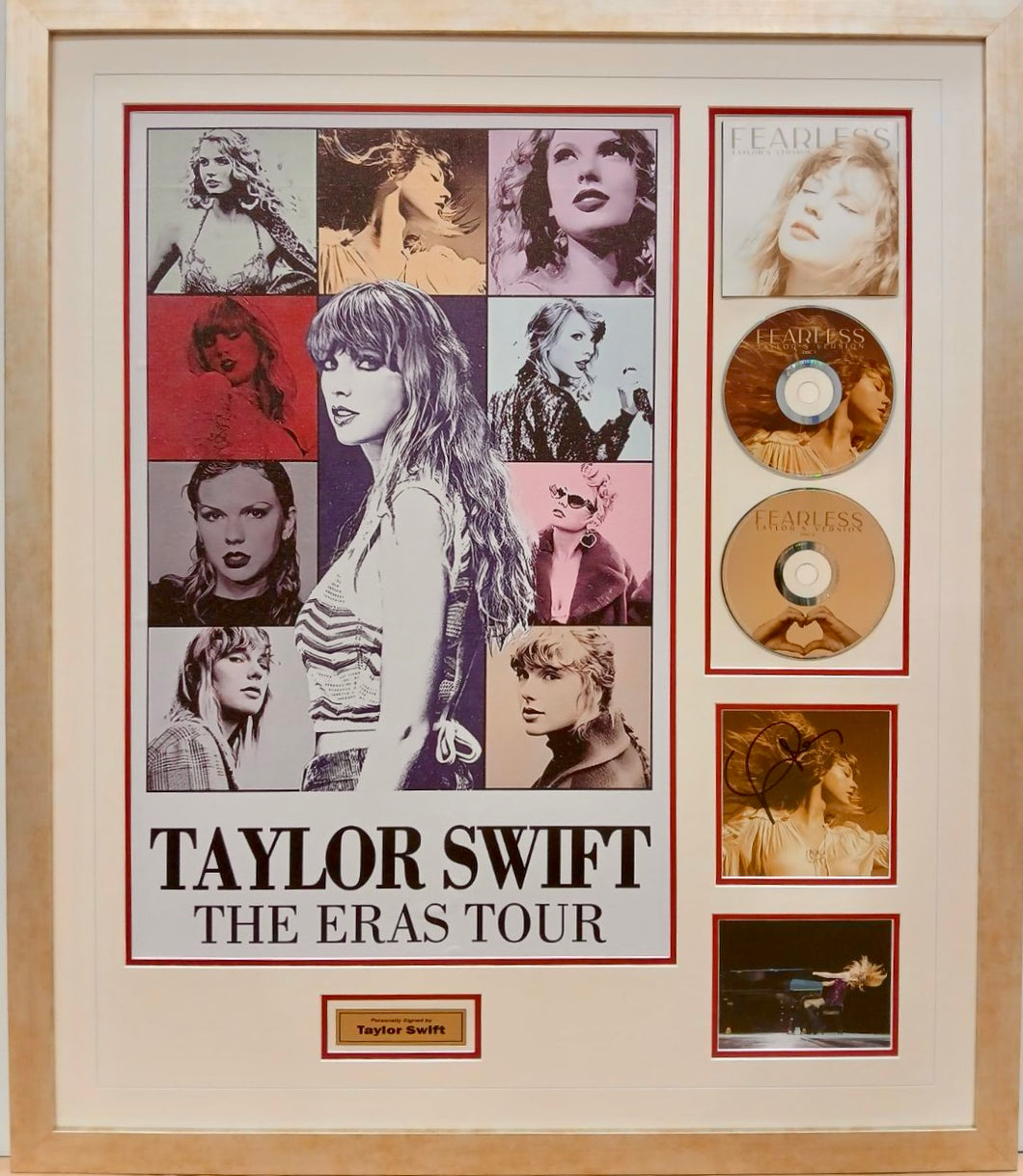 TAYLOR SWIFT “Eras Tour” Signed Fearless CD Collage Display3